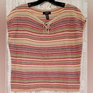 Chaps Western Style Top Women's Size M Multi-color Stripe Design